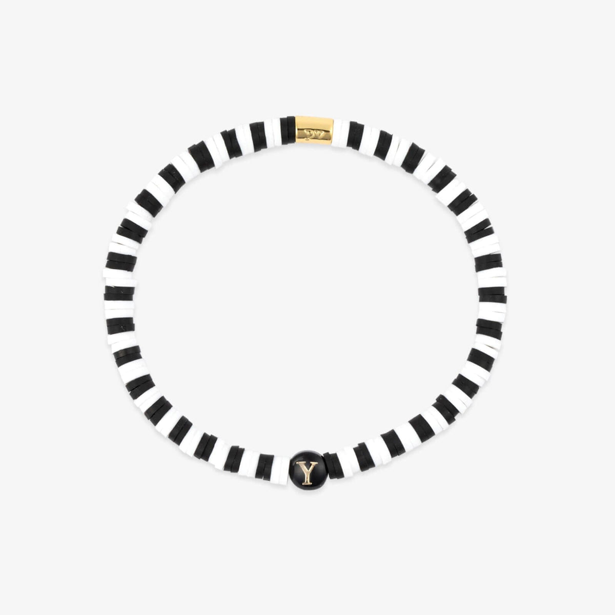 Black and White Alphabet Stretch Bracelet