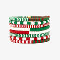 Red. Green & White Stretch Bracelet Set of 8